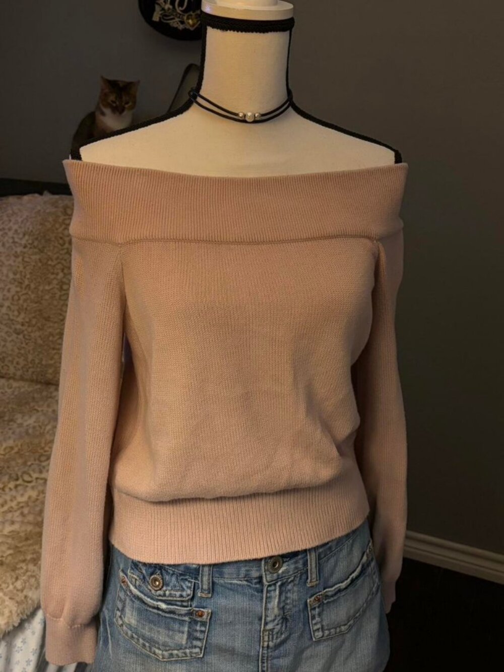 H&M Women's Pink and Tan Jumper